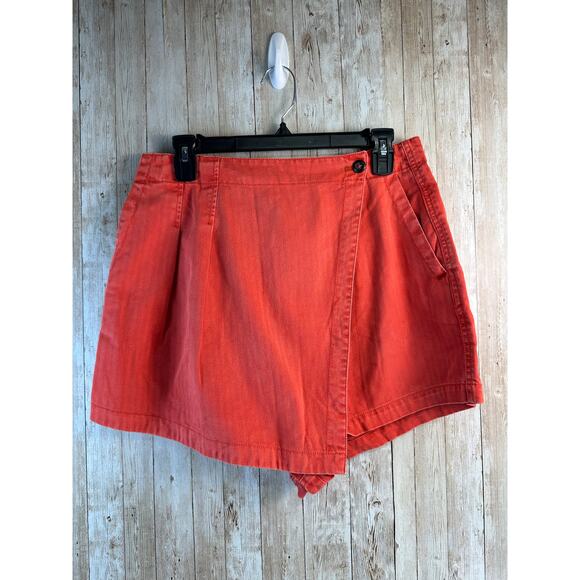 Free People Dresses & Skirts - Free People Issa Mini Skort 10 Orange Button High Rise Button‎ Accent Pockets